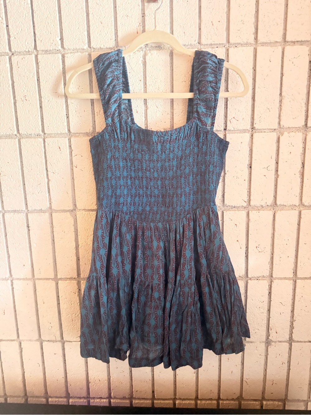 Marc Jacobs Blue Smocked Strap Sundress with Red Accents